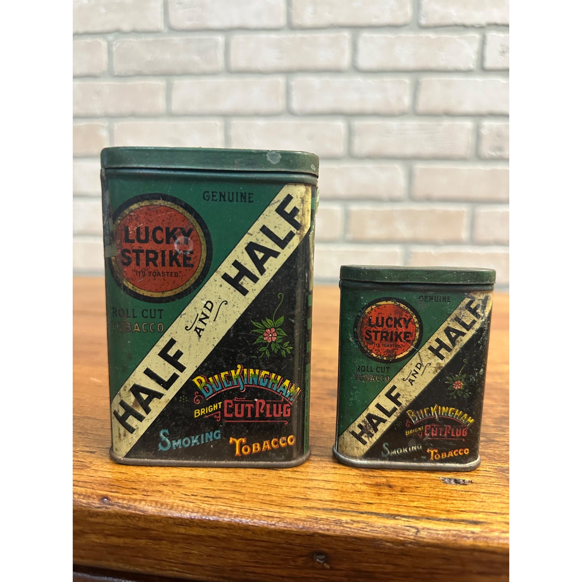 RARE Vintage Lucky Strike Half & Half Tin Buckingham Vertical + Sample Size