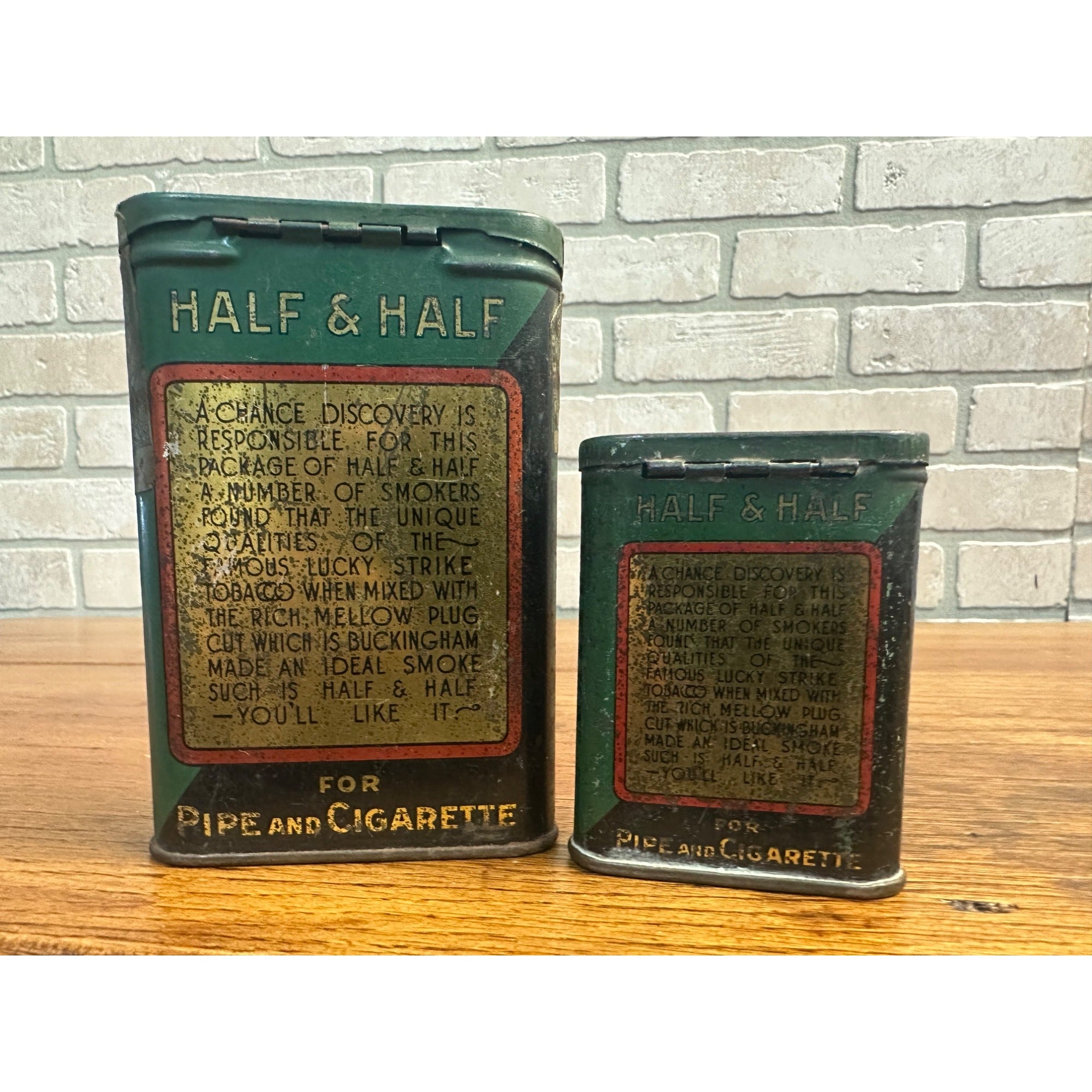 RARE Vintage Lucky Strike Half & Half Tin Buckingham Vertical + Sample Size