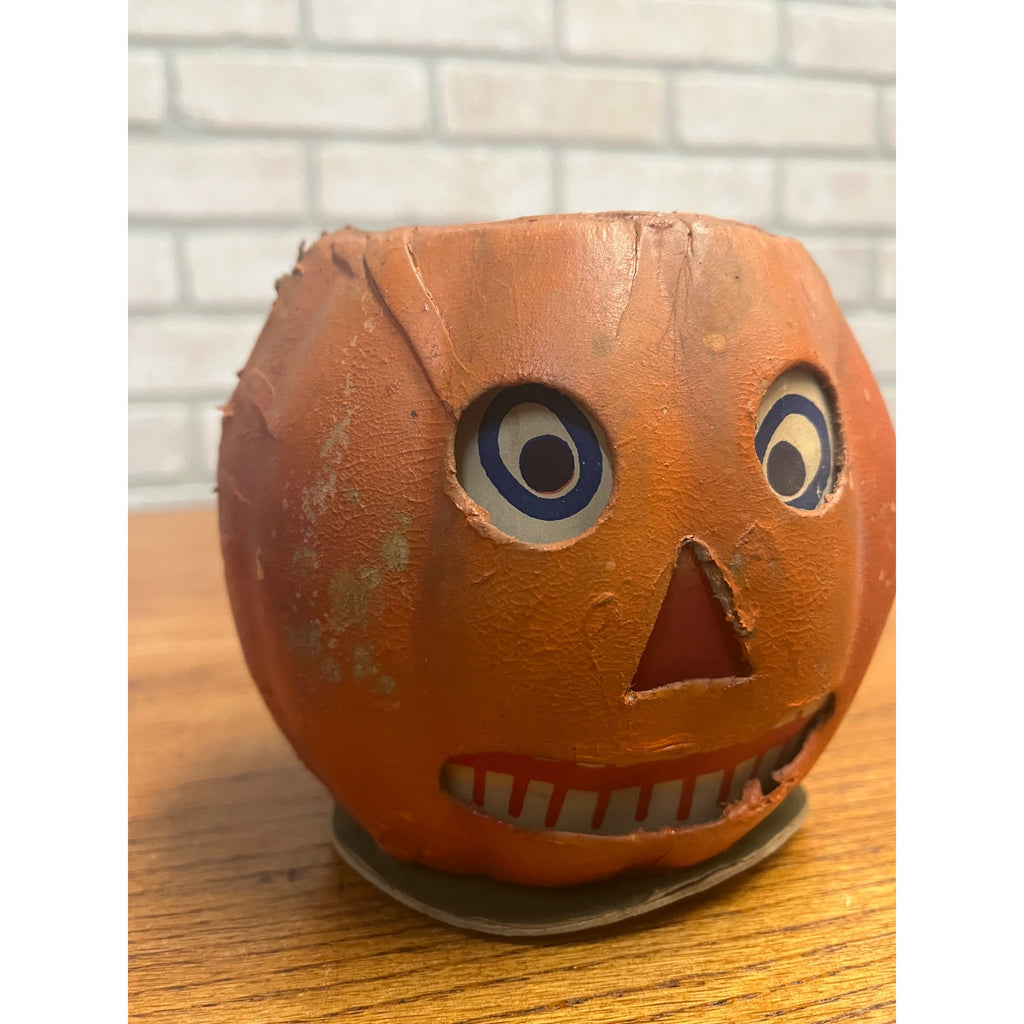 Antique Original German Halloween 4.5" Jack O' Lantern JOL Vintage Pressed Cardboard