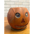 Antique Original German Halloween 4.5" Jack O' Lantern JOL Vintage Pressed Cardboard