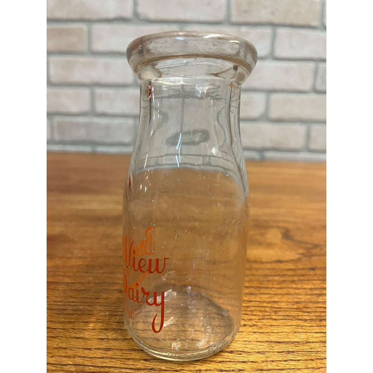 Vintage Half Pint Milk Bottle Brook View Dairy Bourbonnais Illinois