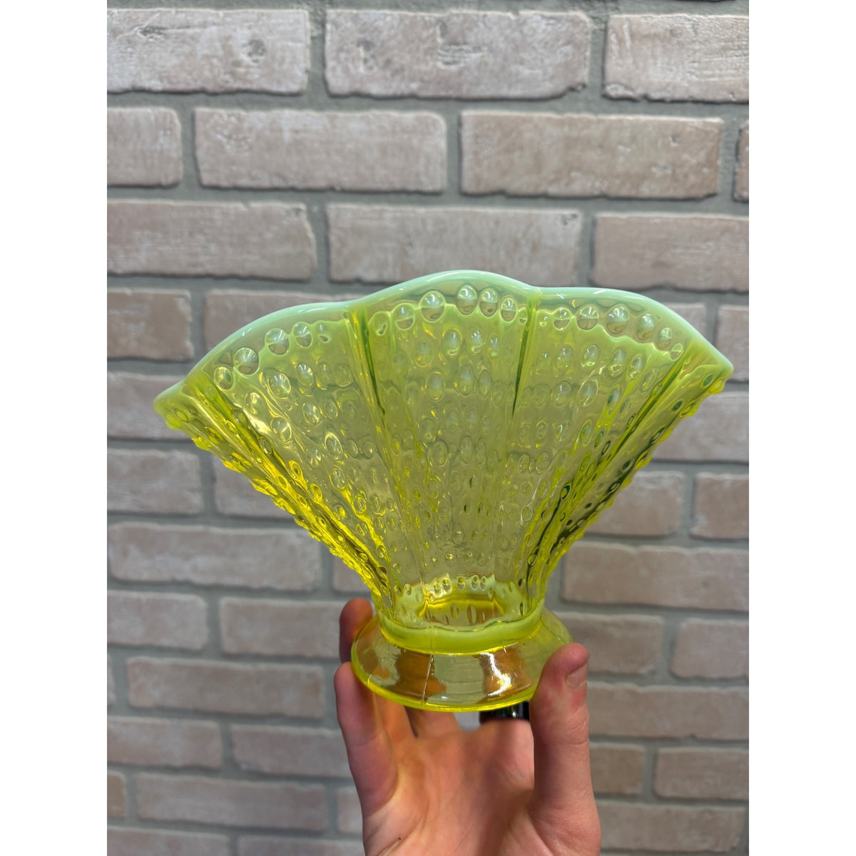 Vintage Fenton Topaz Hobnail Opalescent 8" Hankerchief Vase