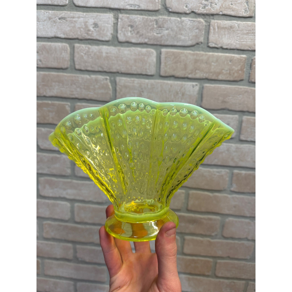 Vintage Fenton Topaz Hobnail Opalescent 8" Hankerchief Vase