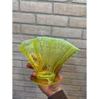 Vintage Fenton Topaz Hobnail Opalescent 8" Hankerchief Vase