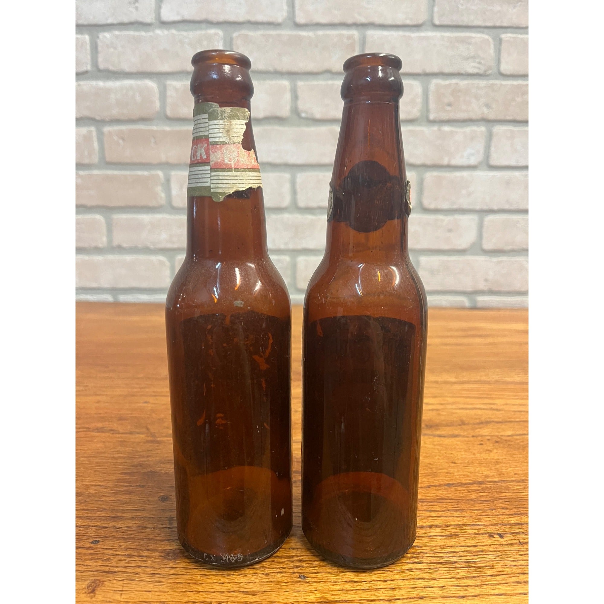 Vintage West Bend Lithia Bock Beer & Old timers Paper Label Amber Bottles WI