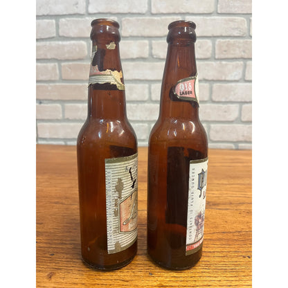 Vintage West Bend Lithia Bock Beer & Old timers Paper Label Amber Bottles WI