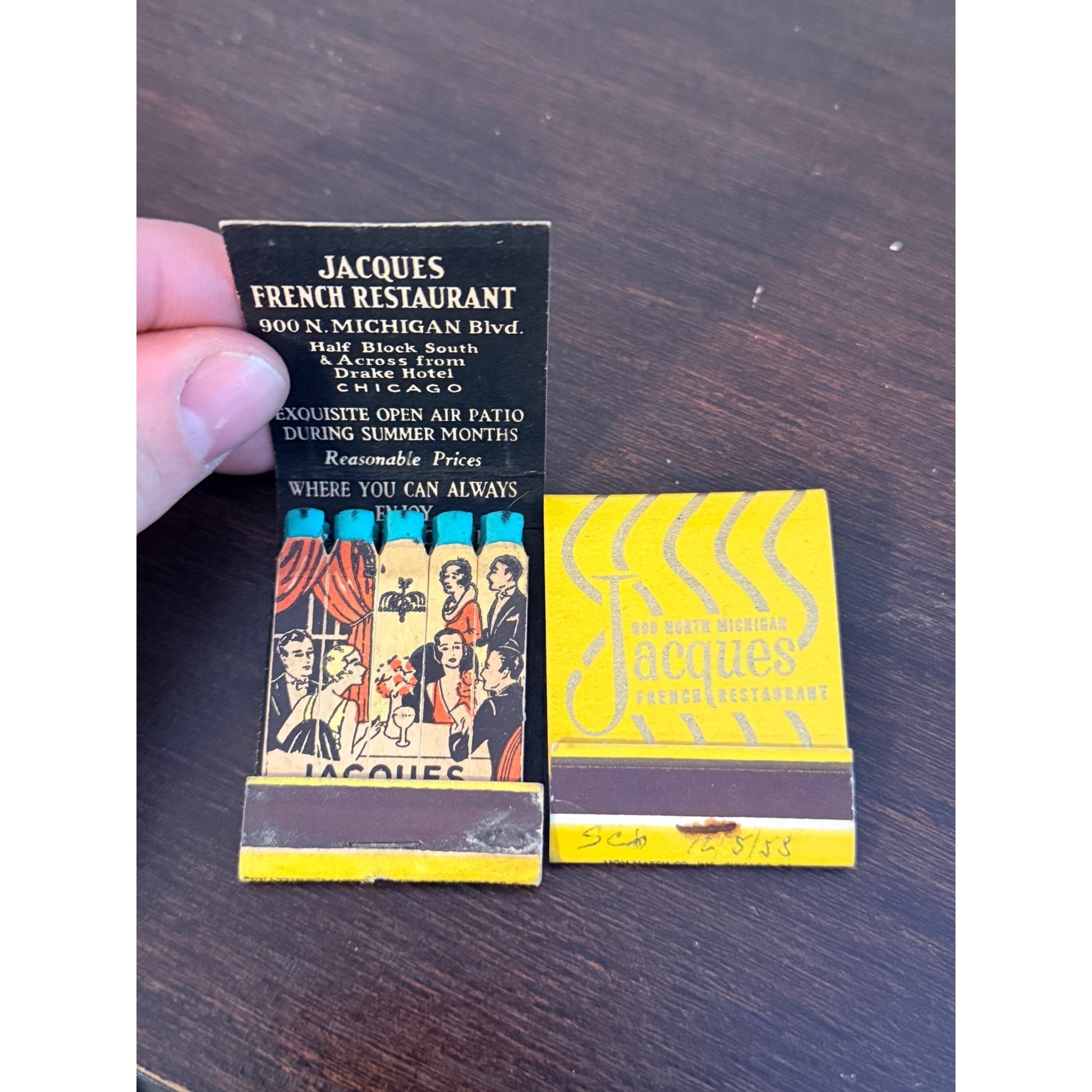 Vintage Jacques French Restaurant Chicago Unstruck FULL Matchbooks Advertising