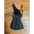Vintage 1930s Halloween Black Cat Witch Crepe Chenille Figure
