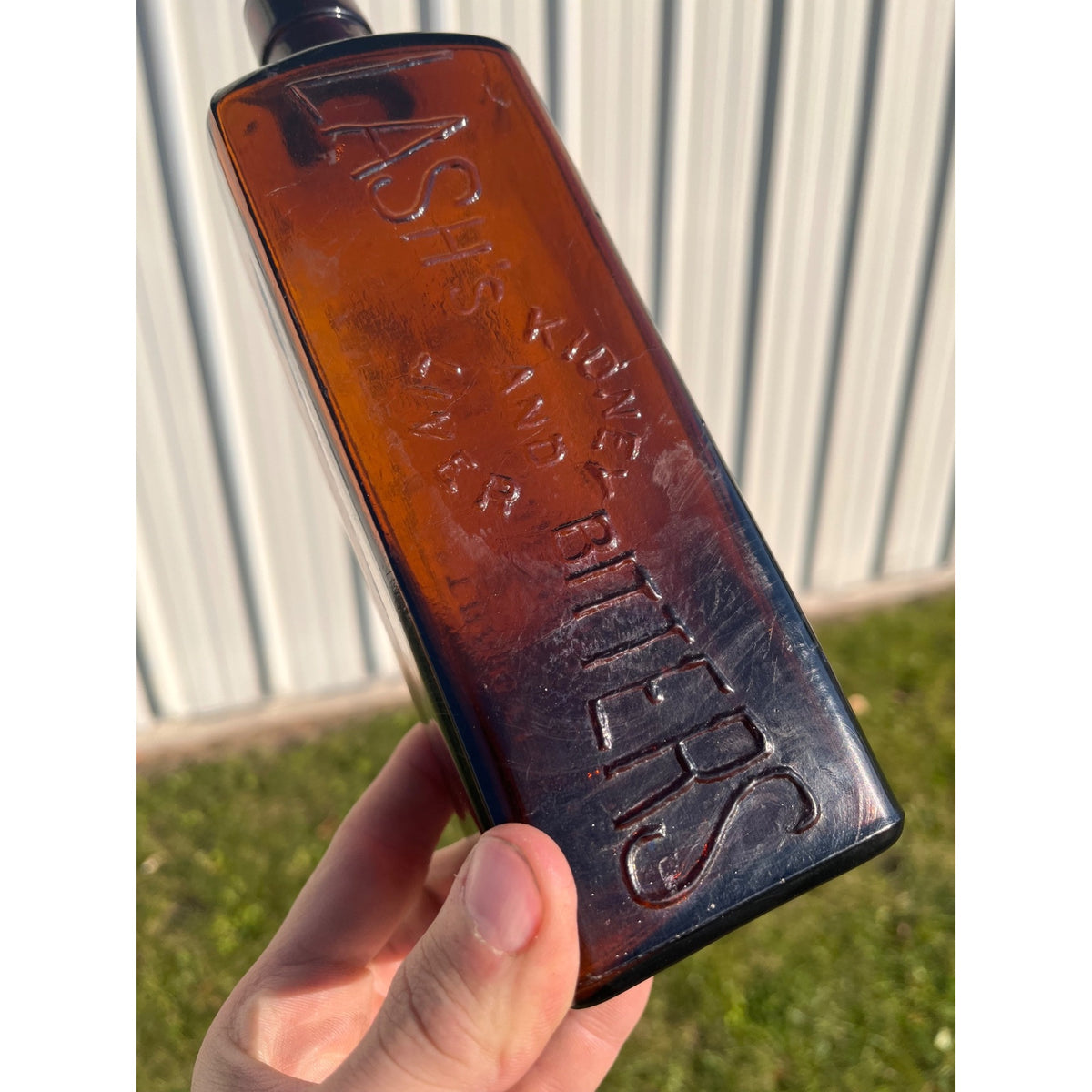 Antique Lash's Kidney & Liver Bitters Amber Embossed Apothecary Medicine Bottle