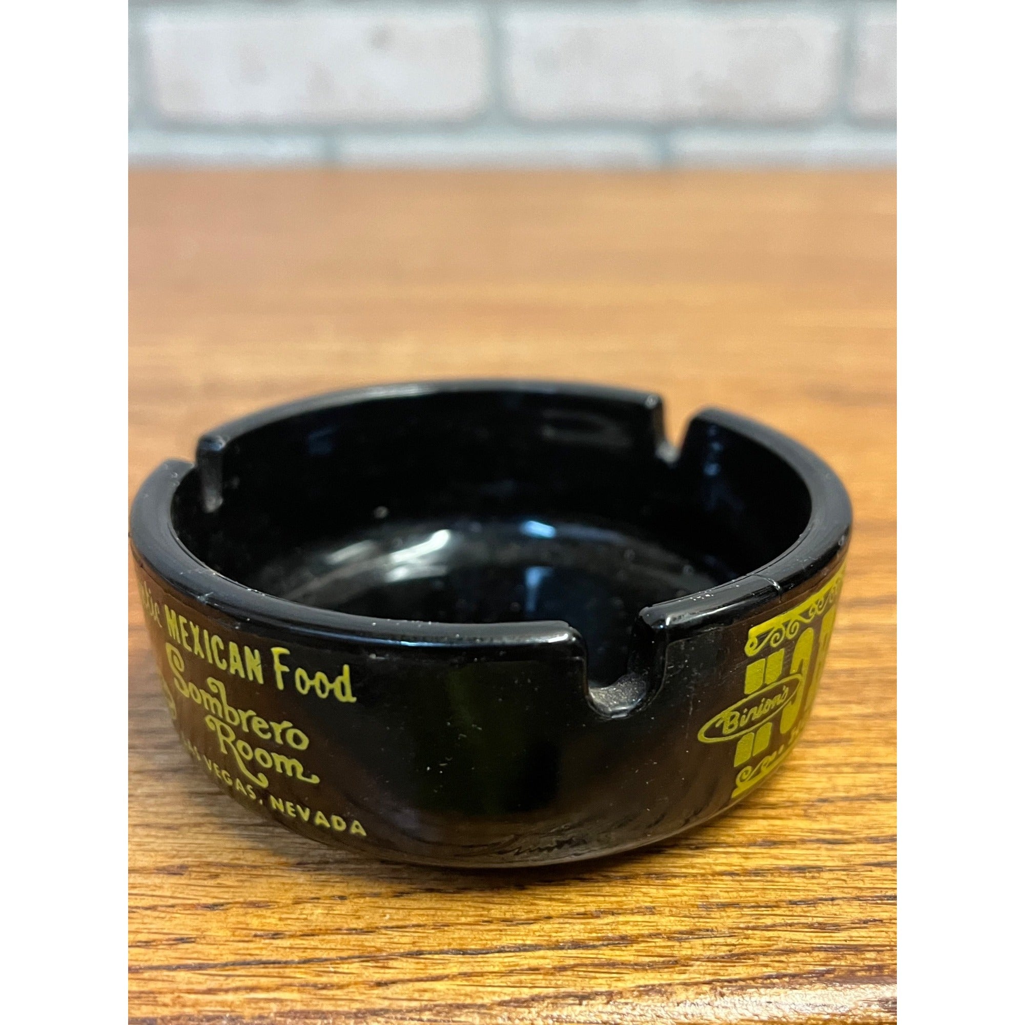 Vintage Horseshoe Hotel & Casino Las Vegas NV Black Glass Ashtray Advertising
