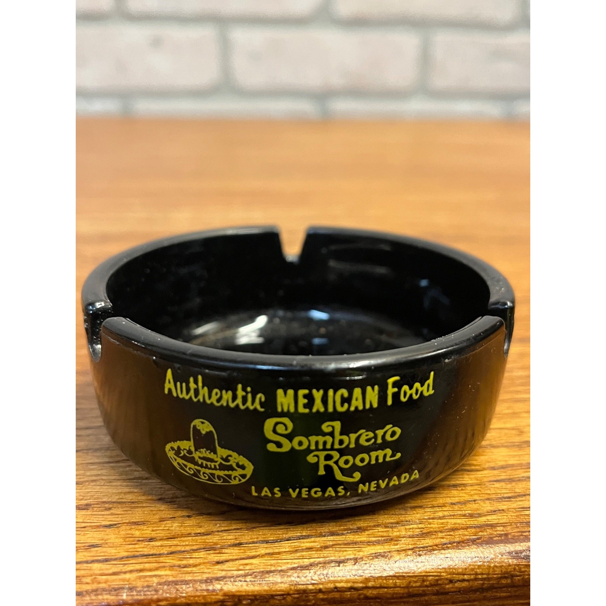 Vintage Horseshoe Hotel & Casino Las Vegas NV Black Glass Ashtray Advertising