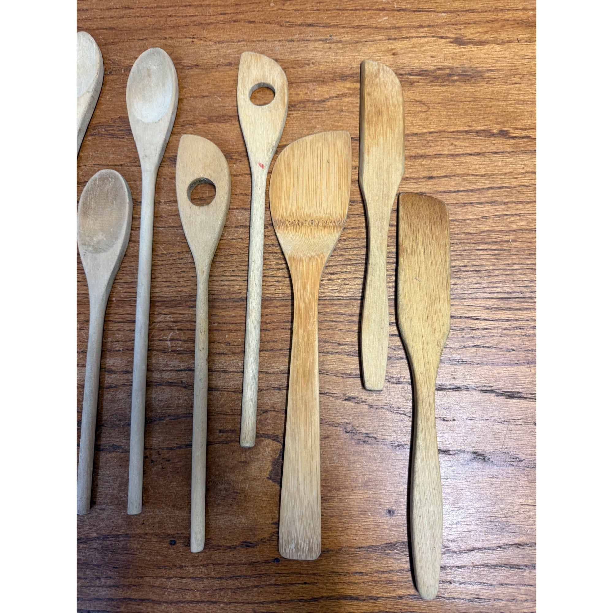 Large Lot of Vintage Wooden Kitchen Utensils: Spoons, Spatulas, Forks, Spreaders Sixteen (16) Pieces Primitive Kitchen Decor