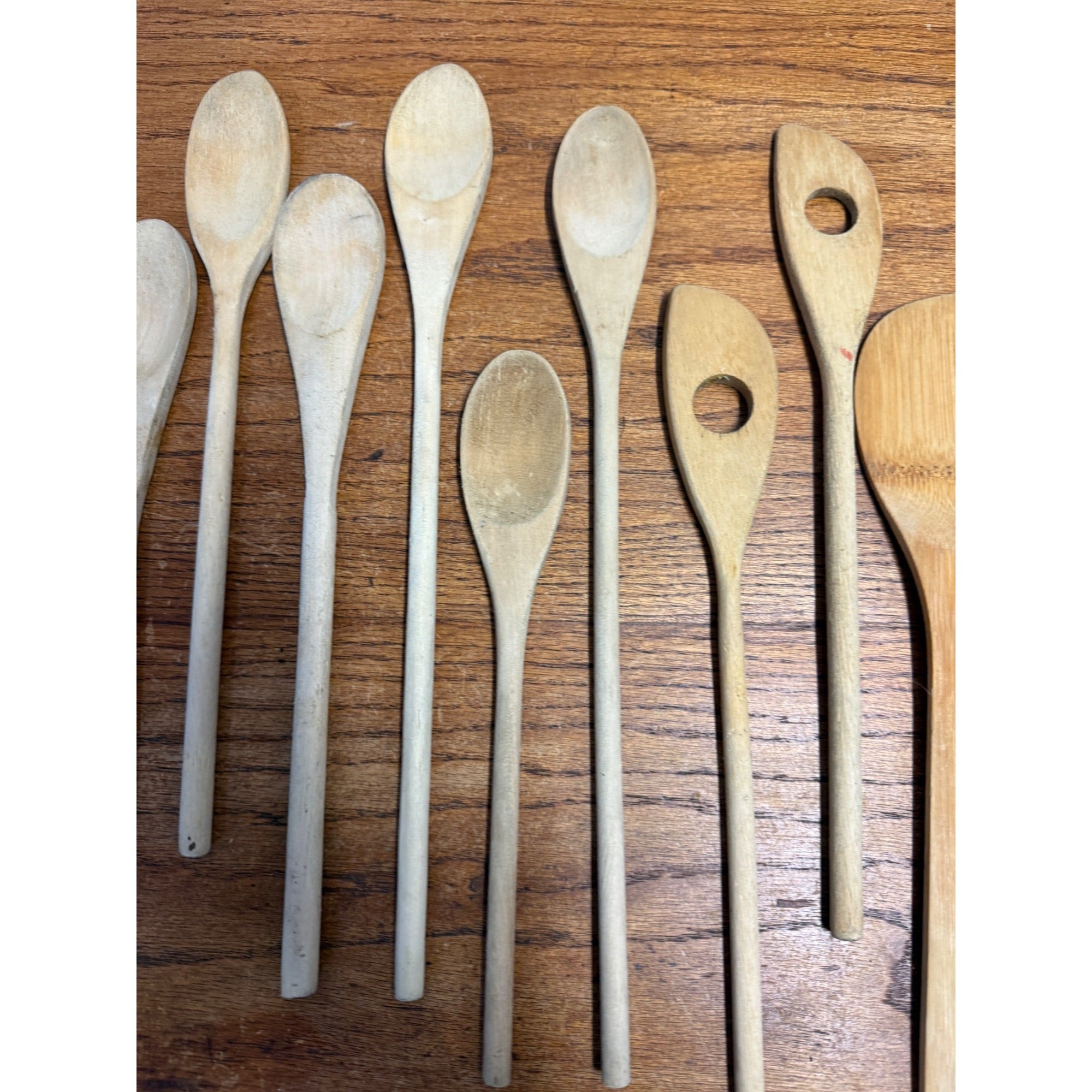 Large Lot of Vintage Wooden Kitchen Utensils: Spoons, Spatulas, Forks, Spreaders Sixteen (16) Pieces Primitive Kitchen Decor