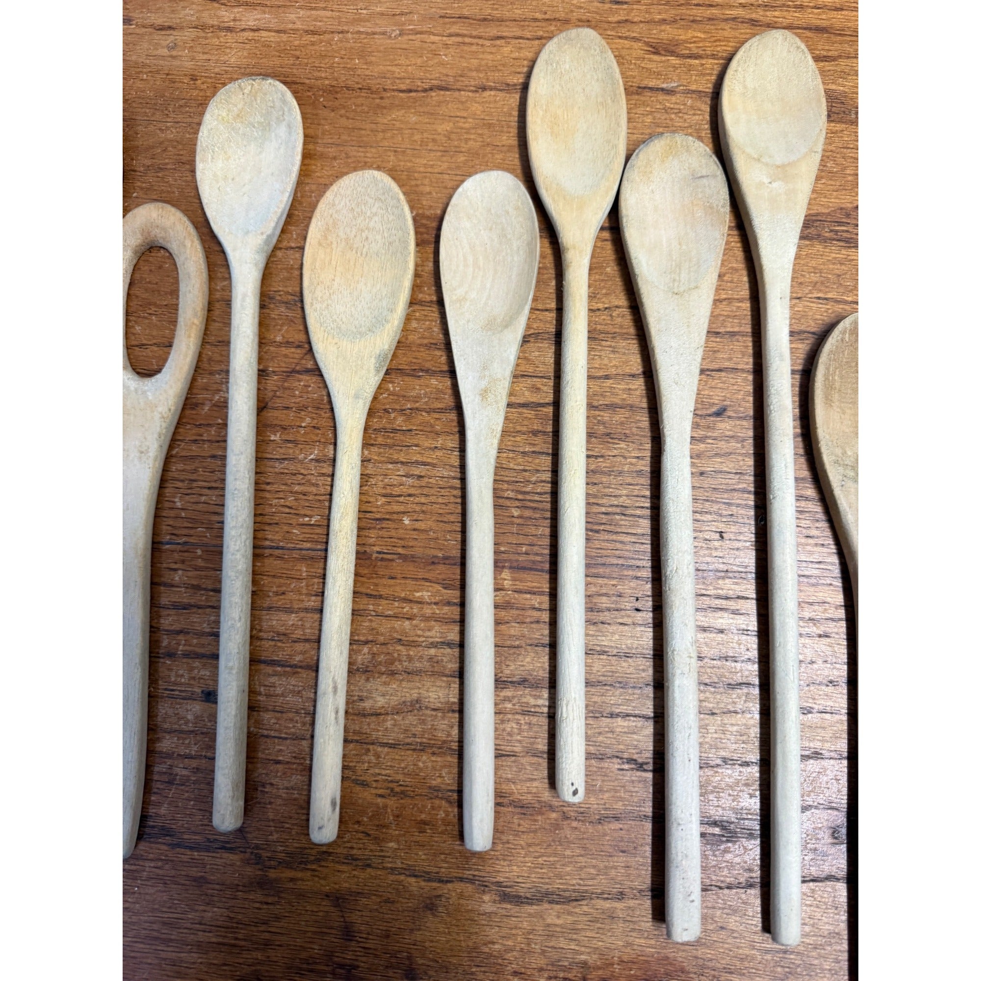Large Lot of Vintage Wooden Kitchen Utensils: Spoons, Spatulas, Forks, Spreaders Sixteen (16) Pieces Primitive Kitchen Decor