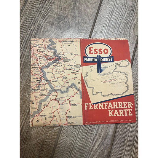 Vintage ESSO Oil Tourist Road Map of Germany Third Reich WWII Era