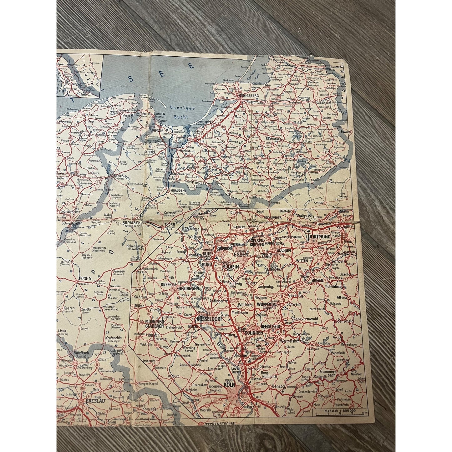 Vintage ESSO Oil Tourist Road Map of Germany Third Reich WWII Era