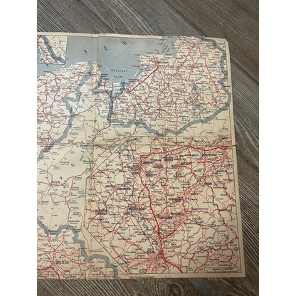 Vintage ESSO Oil Tourist Road Map of Germany Third Reich WWII Era