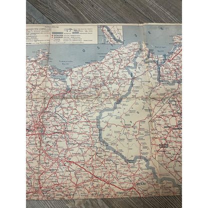 Vintage ESSO Oil Tourist Road Map of Germany Third Reich WWII Era