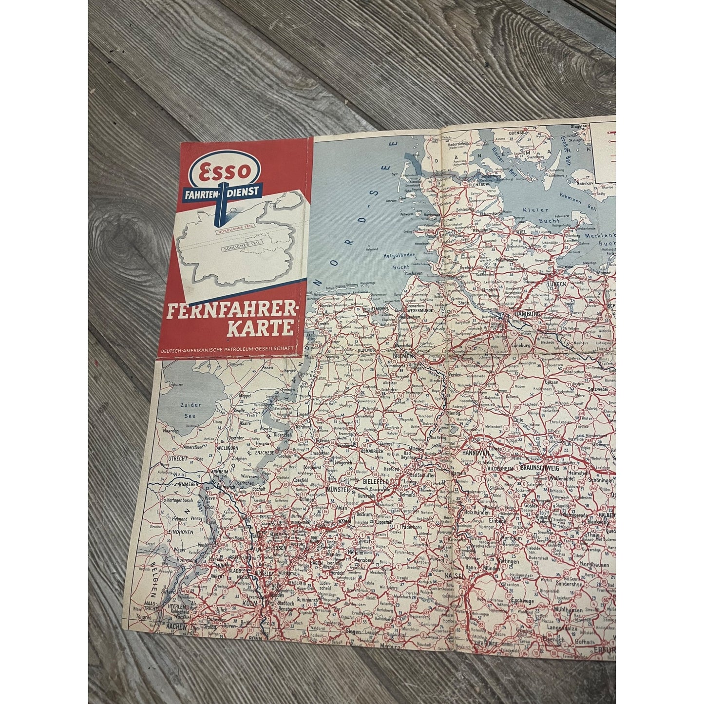 Vintage ESSO Oil Tourist Road Map of Germany Third Reich WWII Era