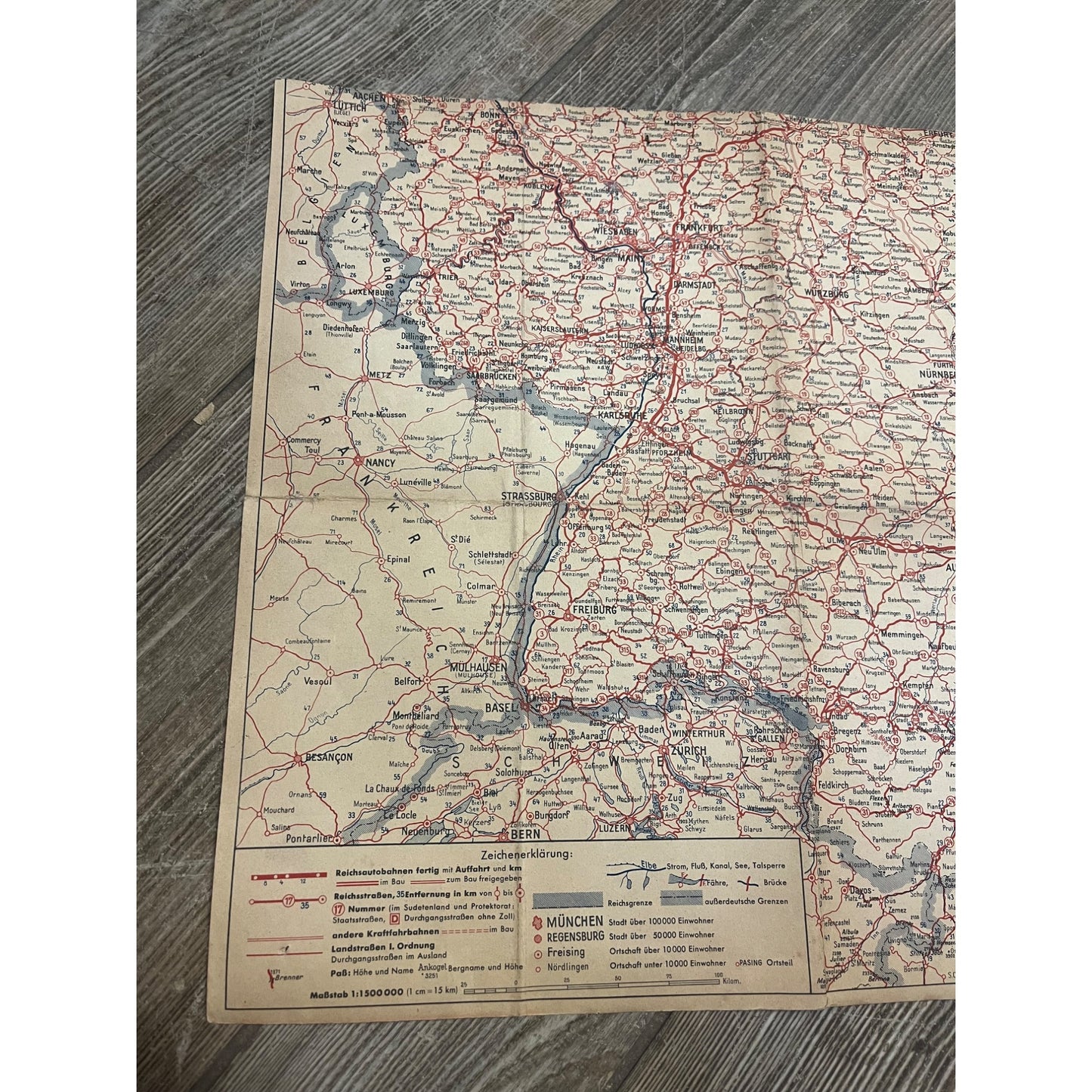 Vintage ESSO Oil Tourist Road Map of Germany Third Reich WWII Era