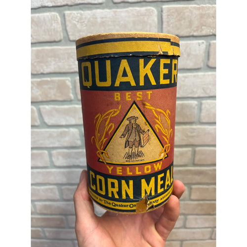Vintage 1930s Quaker Oats Best Chicago Yellow Corn Meal Cardboard Canister Box