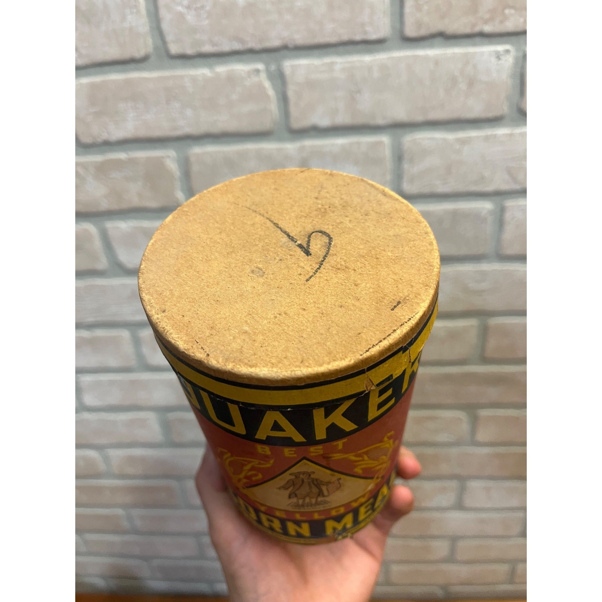 Vintage 1930s Quaker Oats Best Chicago Yellow Corn Meal Cardboard Canister Box