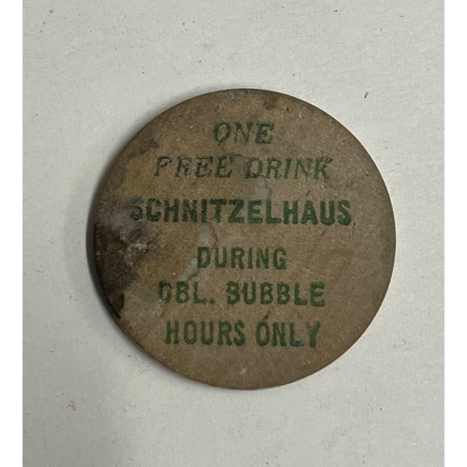Vintage Schnitzelhaus Restaurant Bar Milwaukee Wisconsin Wooden Drink Trade Token