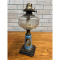 Antique Victorian 19th c. Oil Lamp w/ Reverse Painted Glass Column Child