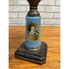 Antique Victorian 19th c. Oil Lamp w/ Reverse Painted Glass Column Child