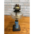 Antique Victorian 19th c. Oil Lamp w/ Reverse Painted Glass Column Child