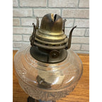 Antique Victorian 19th c. Oil Lamp w/ Reverse Painted Glass Column Child