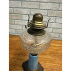 Antique Victorian 19th c. Oil Lamp w/ Reverse Painted Glass Column Child