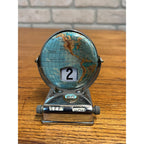 Vintage Perpetual Flip Mechanical Desktop Calendar Metal World Globe Map