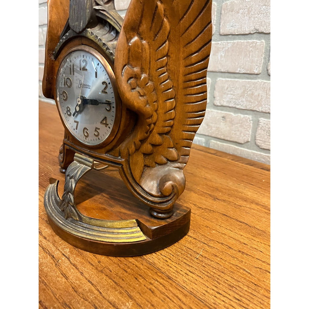 RARE Vintage Sessions United States Capitol Wood Wings Electric Clock
