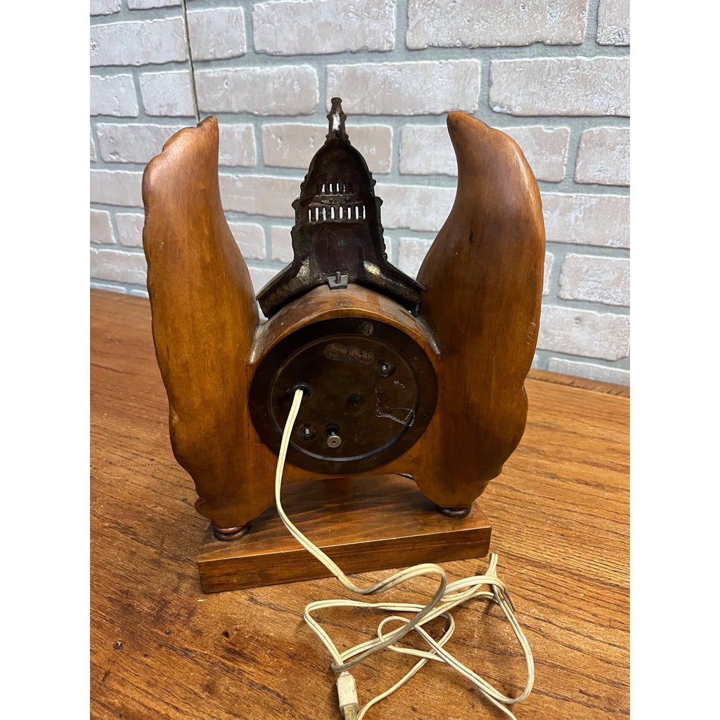 RARE Vintage Sessions United States Capitol Wood Wings Electric Clock