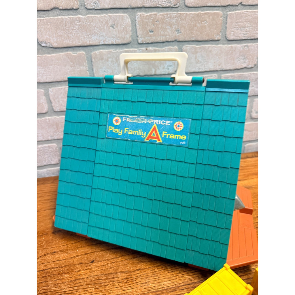1974 Fisher Price Little People Play Family A Frame Family w/ Furniture Playset