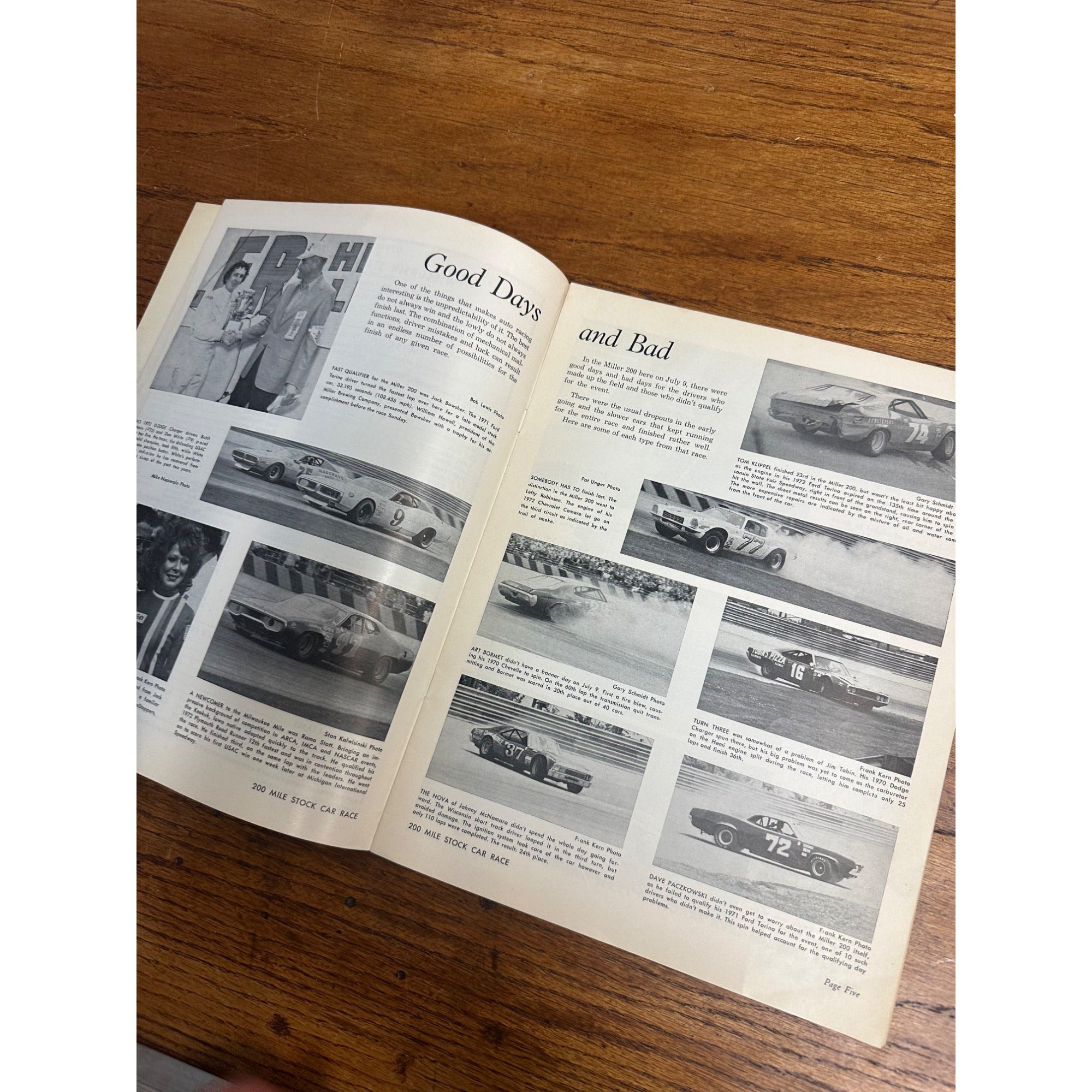1972 Stock Car 200 Mile Race National Championship Souvenir Program Wisconsin