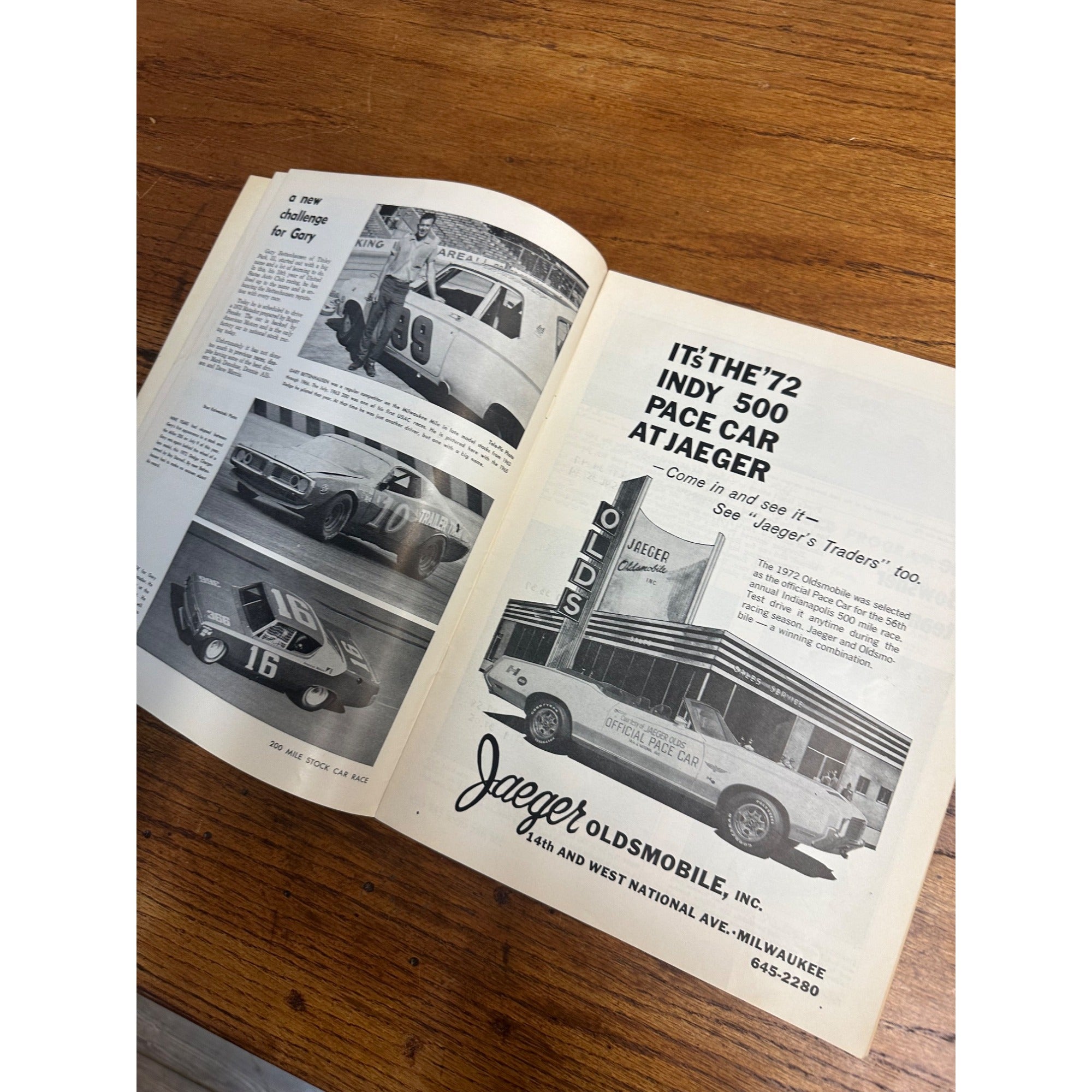 1972 Stock Car 200 Mile Race National Championship Souvenir Program Wisconsin