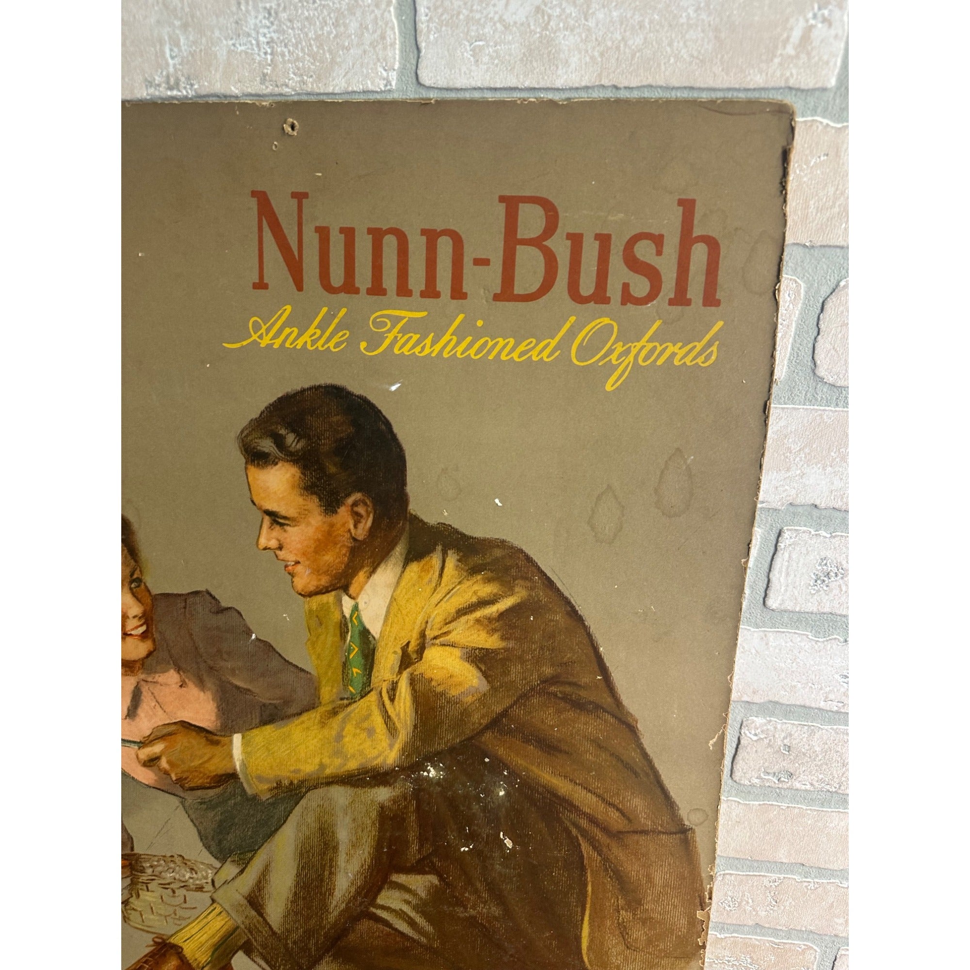 Vintage Nunn-Bush Shoes Oxford Store Display Advertising Cardboard Litho Sign