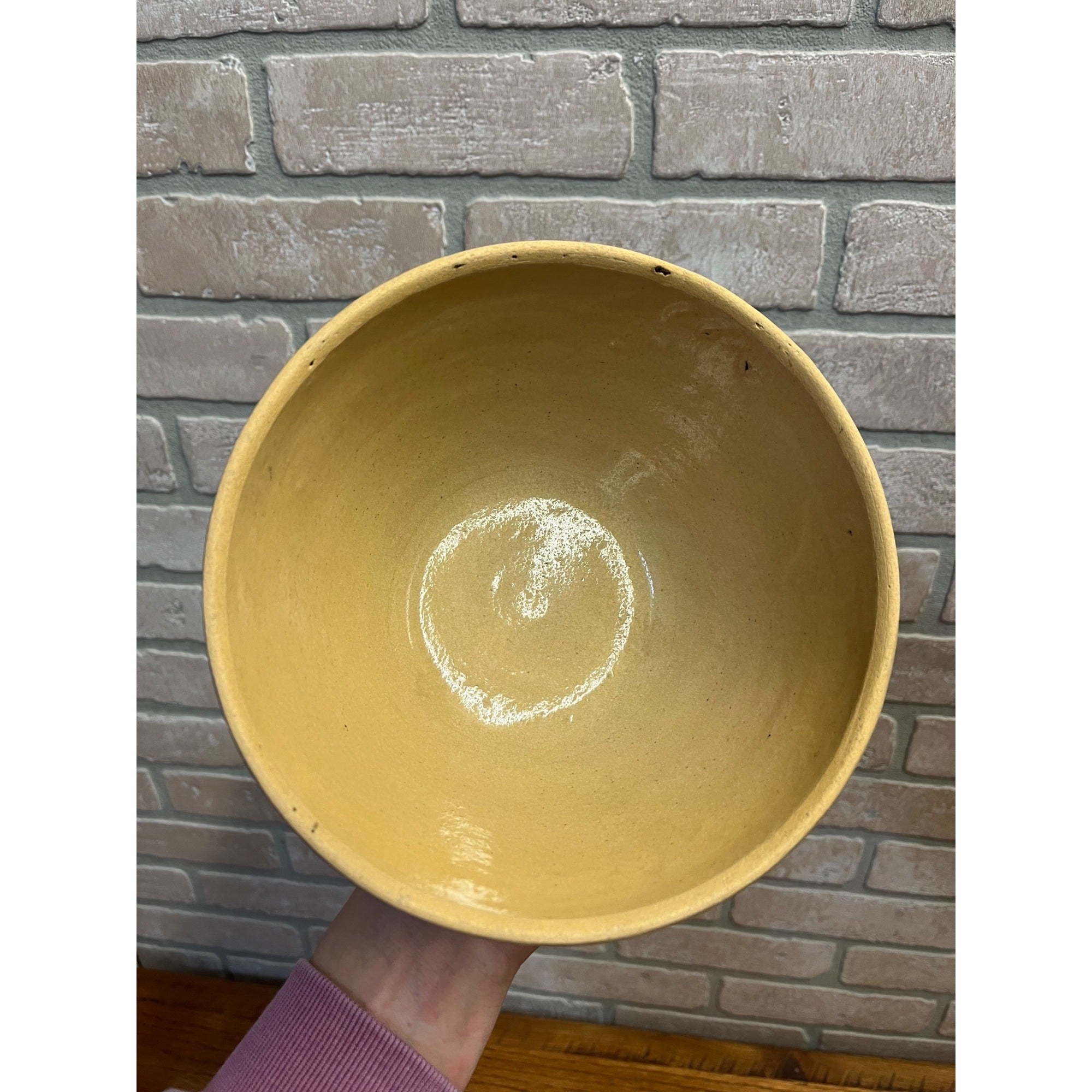 Vintage Robinson Ramsbottom Pottery Yellow Ware Primitive Stoneware 7" Bowl Farmhouse Kitchen Decor RRPCO