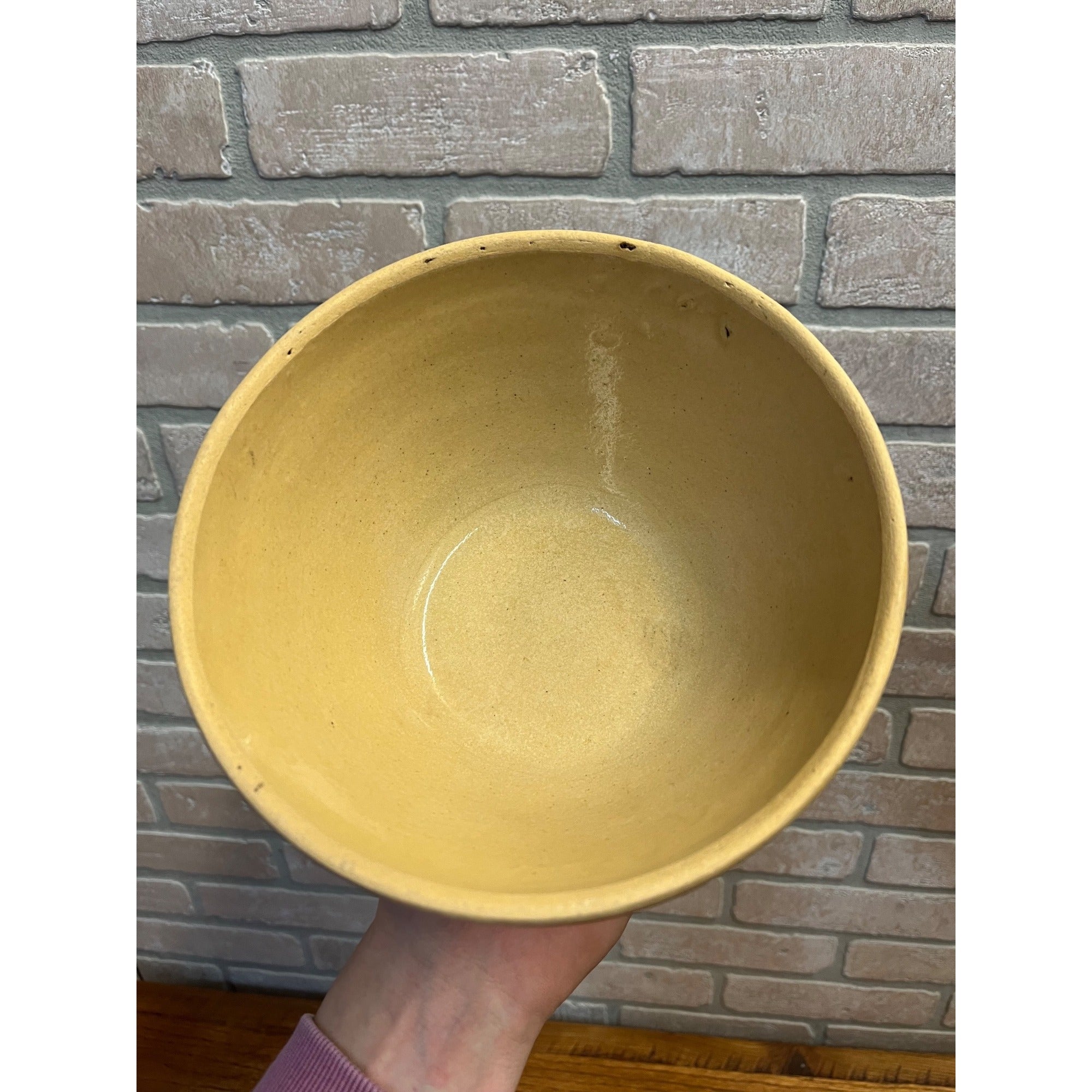 Vintage Robinson Ramsbottom Pottery Yellow Ware Primitive Stoneware 7" Bowl Farmhouse Kitchen Decor RRPCO