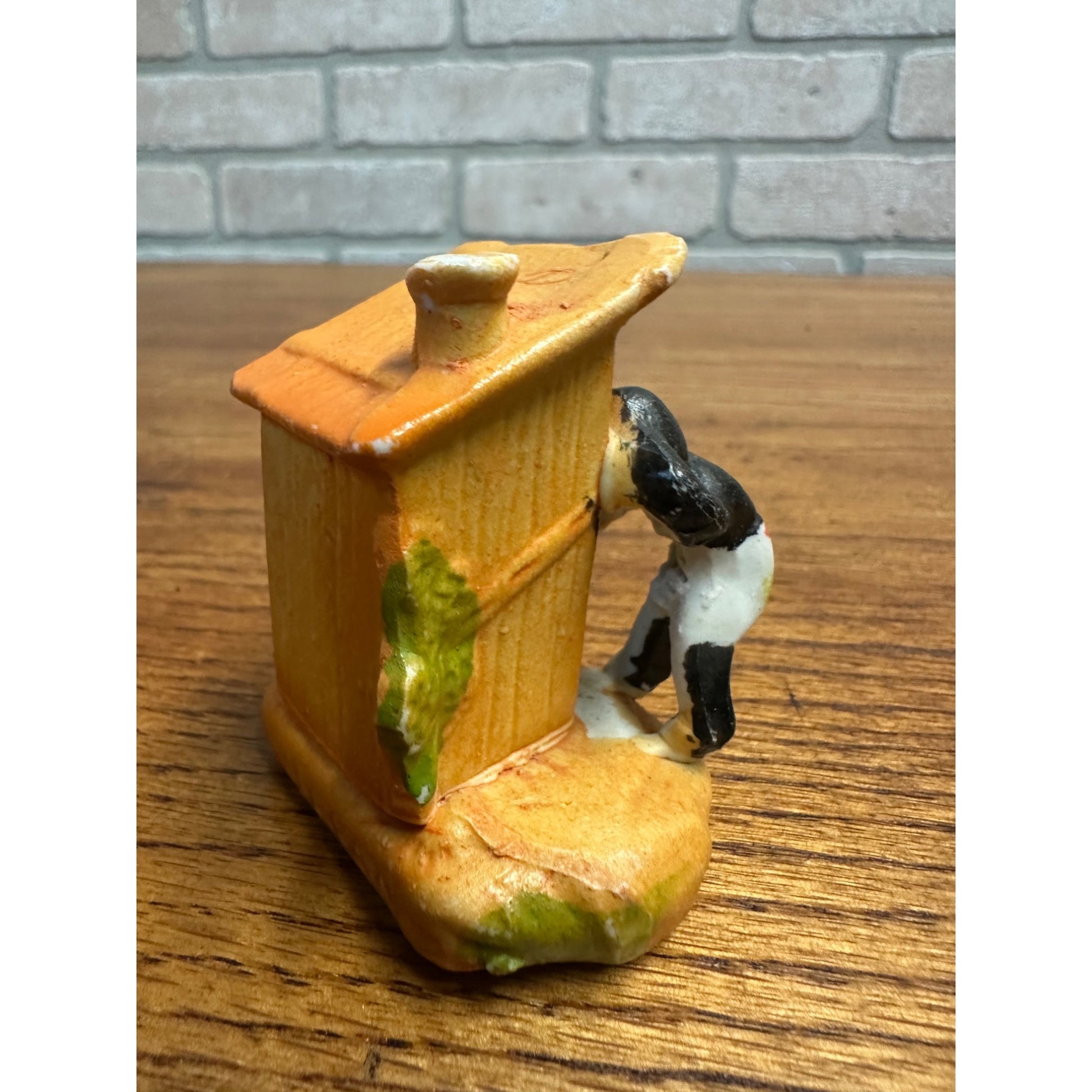 Vintage Black Americana Bisque Japan Figure Peeping at the Outhouse