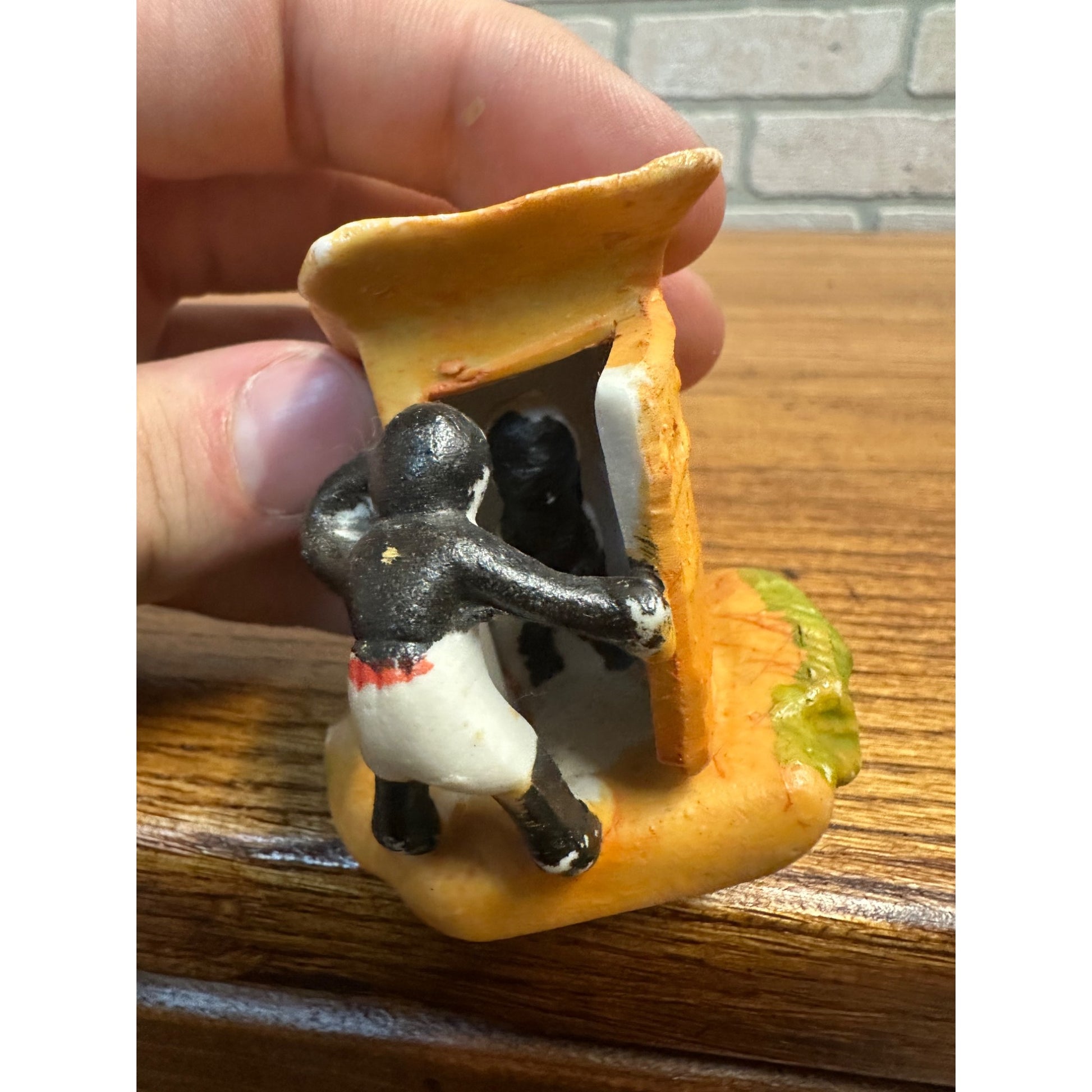 Vintage Black Americana Bisque Japan Figure Peeping at the Outhouse