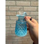 Vintage Fenton Opalescent Hobnail Perfume Decanter Cruet Blue Moonstone Glass 4.5"