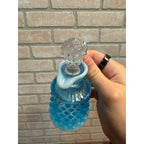 Vintage Fenton Opalescent Hobnail Perfume Decanter Cruet Blue Moonstone Glass 4.5"
