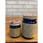 Vintage Vicks Vapor Rub Cobalt Blue Glass Jar Paper Label Lot (2)