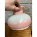 Antique Hand Painted GWTW Pink Glass Shade Hurricane Victorian 6-3/4" Fitter