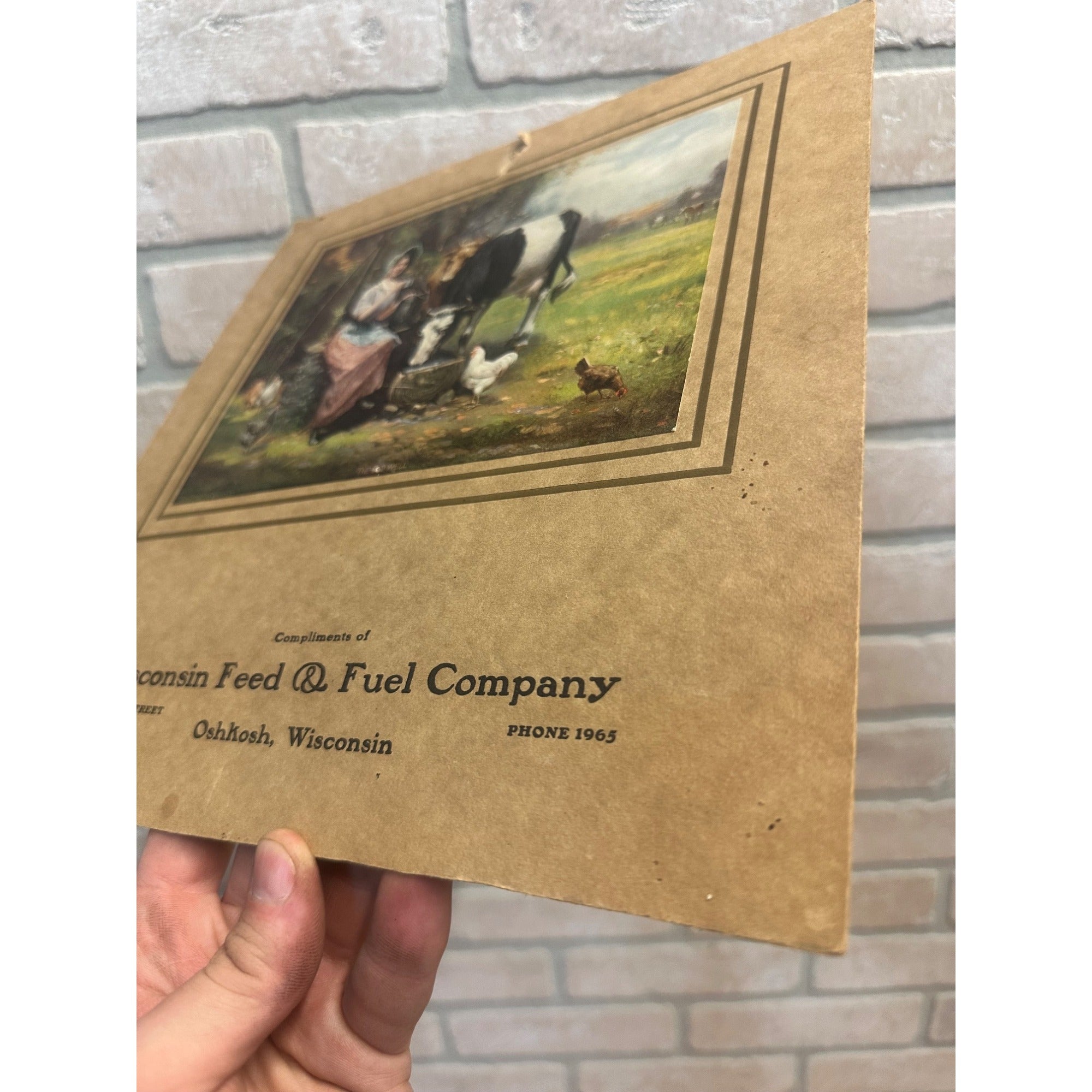 Vintage c1907 Wisconsin Feed & Fuel Company Advertising Sign Oshkosh Wis