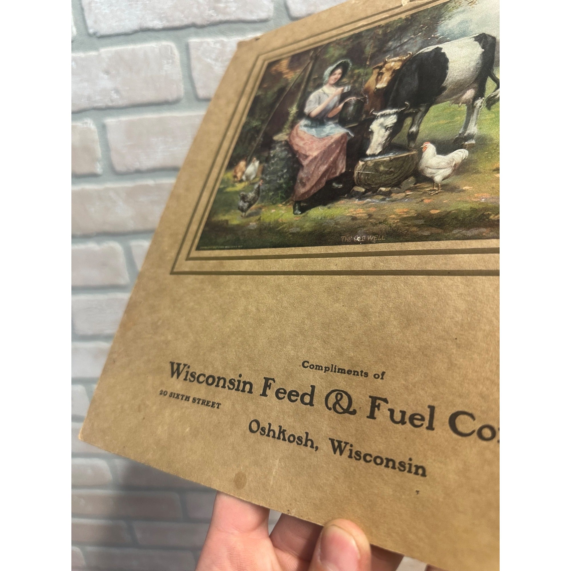 Vintage c1907 Wisconsin Feed & Fuel Company Advertising Sign Oshkosh Wis