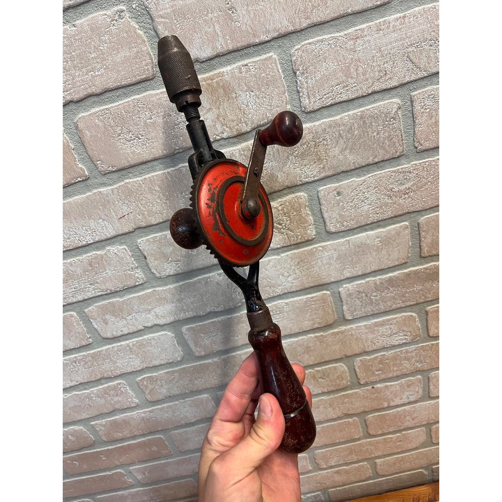 Vintage Craftsman Egg Beater Style Hand Crank Drill Auger Tool Antique Old